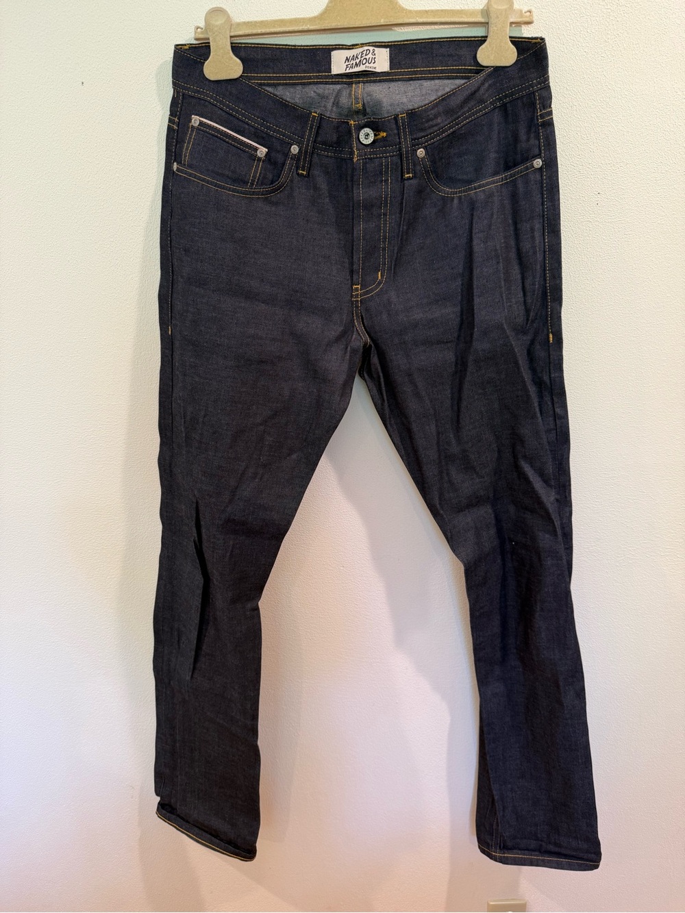 Naked and Famous 'weird guy' Feather Light selvedge denim Jeans size 33x34